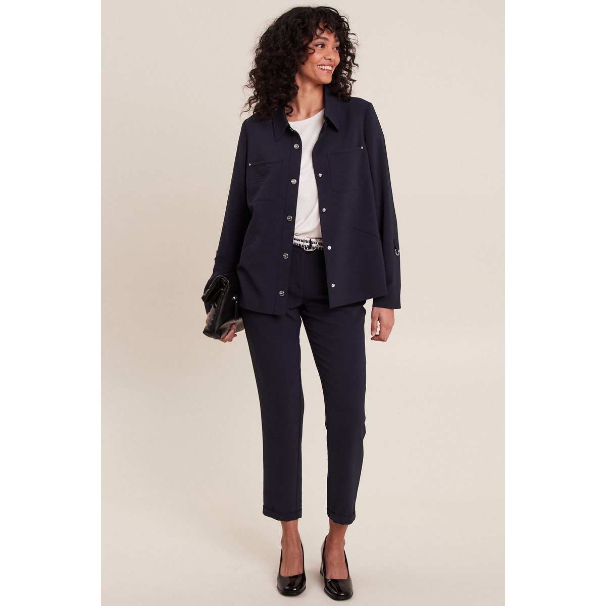 Veste cintrée boutonnée bleu foncé, BREAL