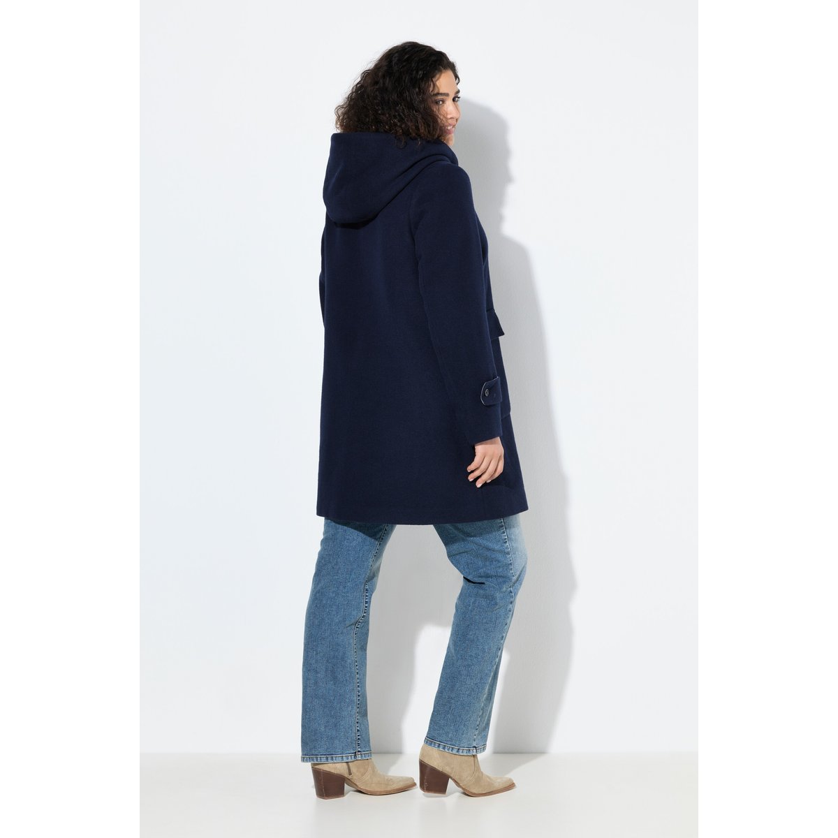 Duffle-coat en laine mélangée marine, ULLA POPKEN