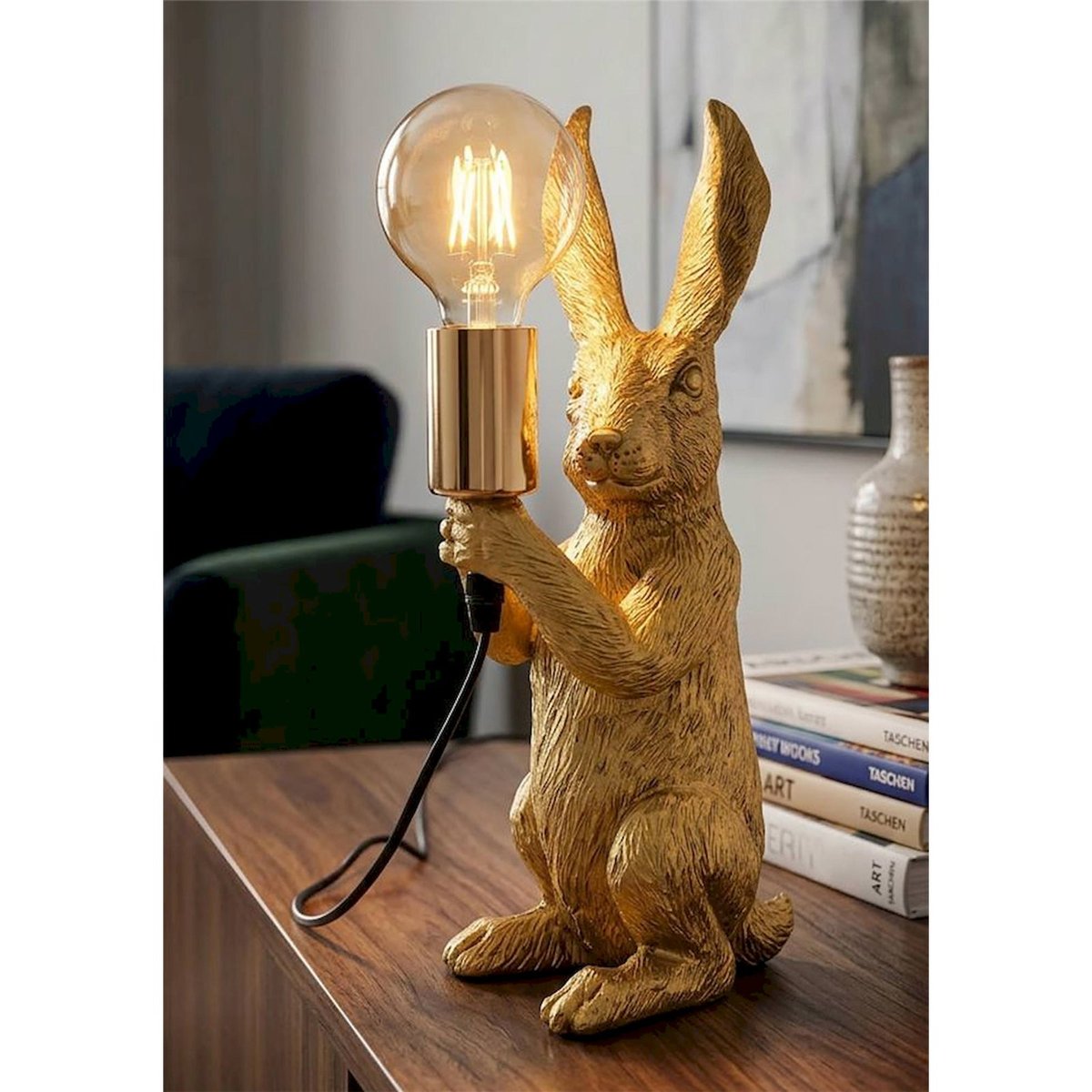Lampe à poser lapin sculpté GLAM doré, RECOLLECTION