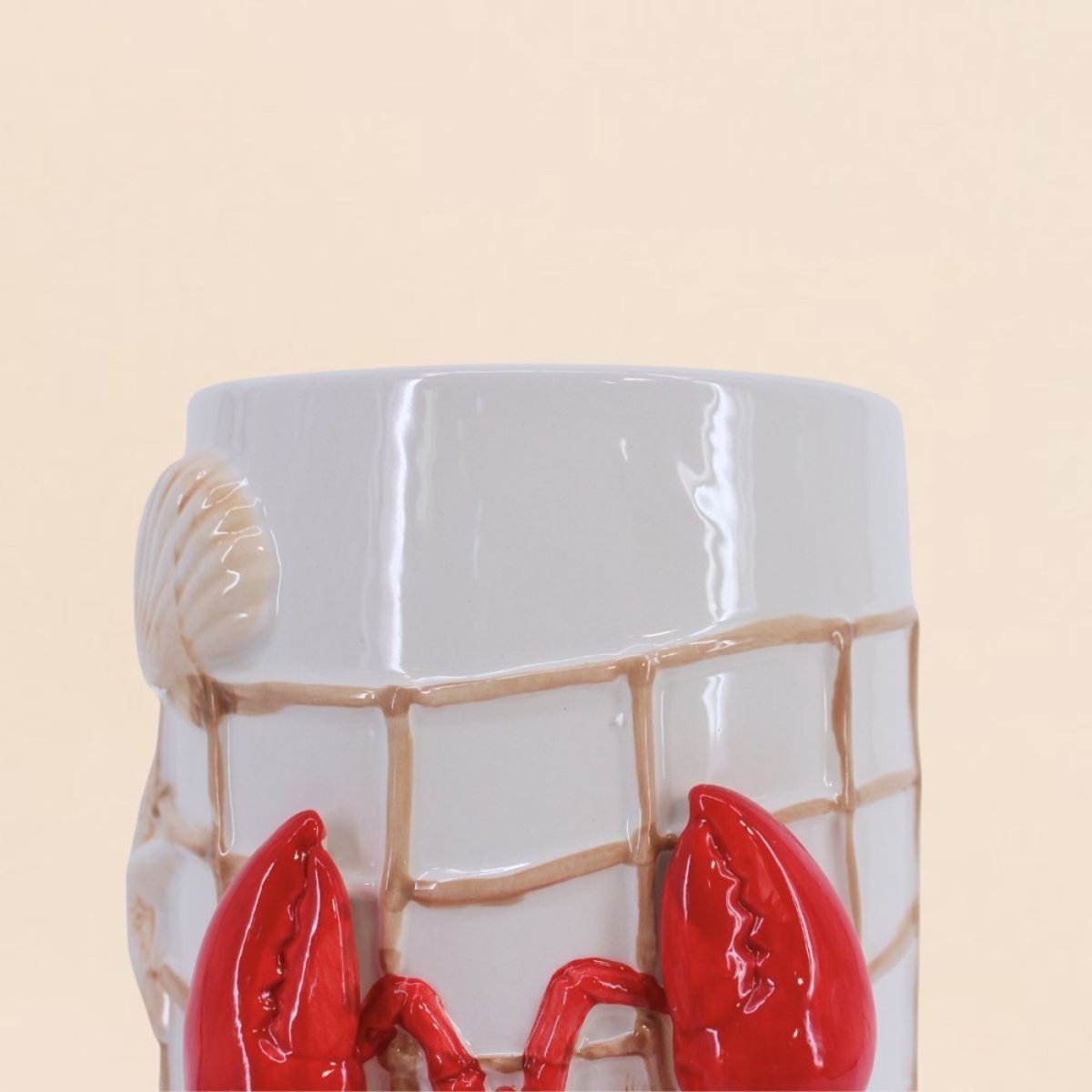 Vase en céramique homard 3D, H26cm blanc, ORNAMI