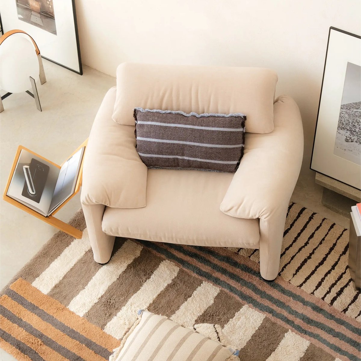Tapis rectangulaire en coton Earth COLOR ON naturel, terrazzo, beige à pois, grain de café, marron, brun terre, gris foncé, ocre, LORENA CANALS