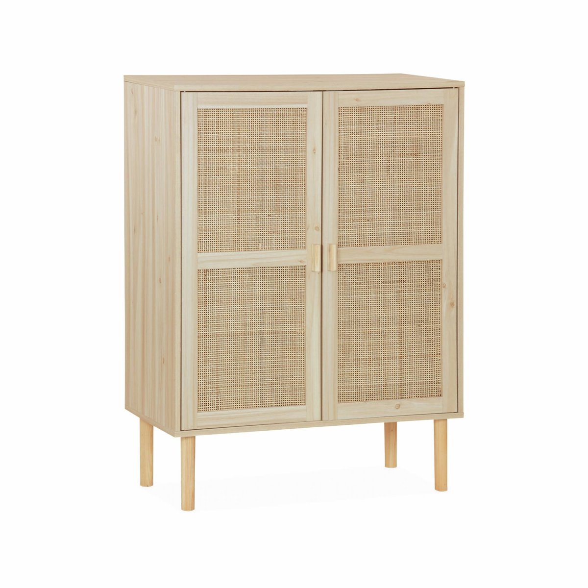 Buffet décor bois et cannage 2 portes 80cm CAMARGUE naturel, SWEEEK
