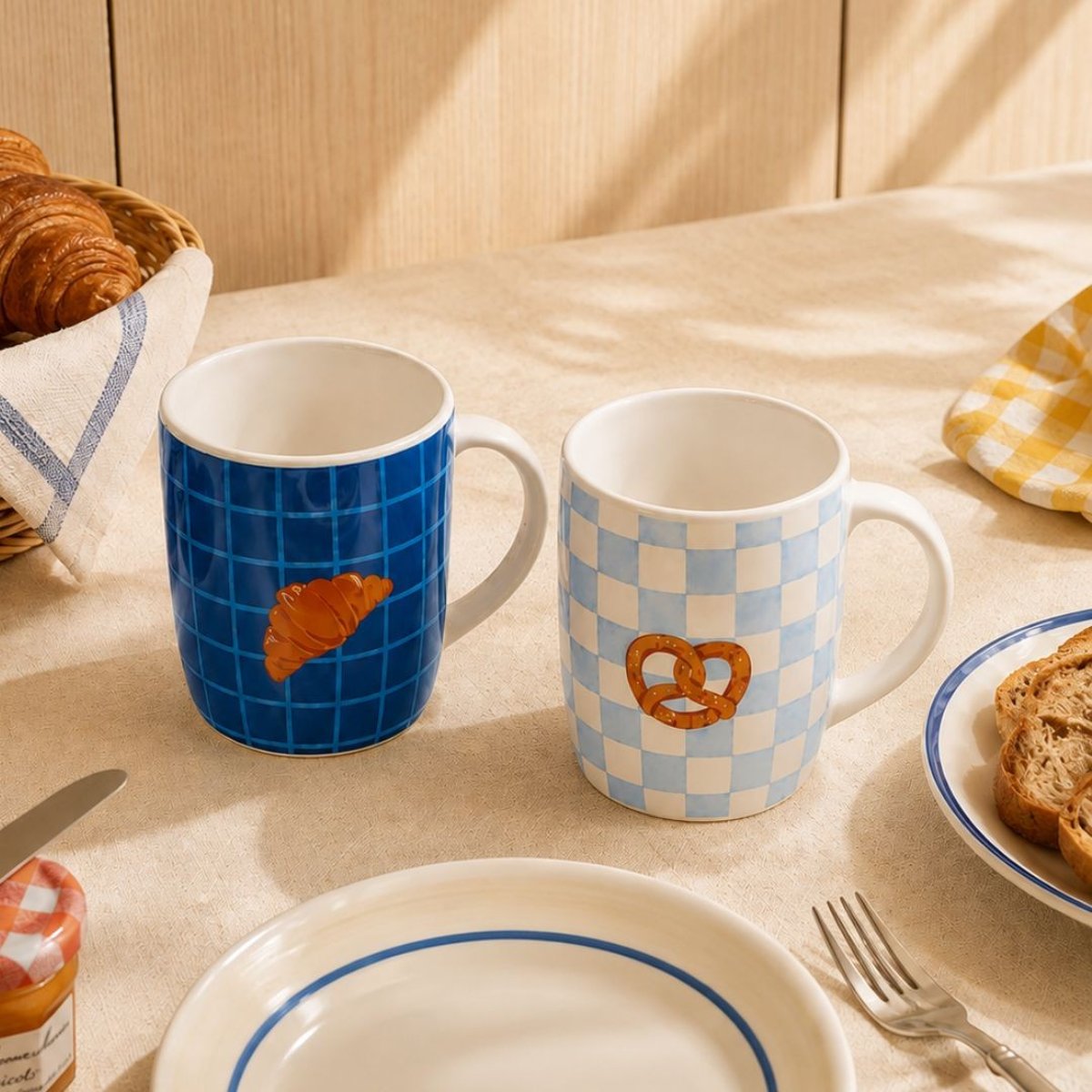 Lot de 2 mugs bleu, BEAU BRUNCH bleu, ARTIME