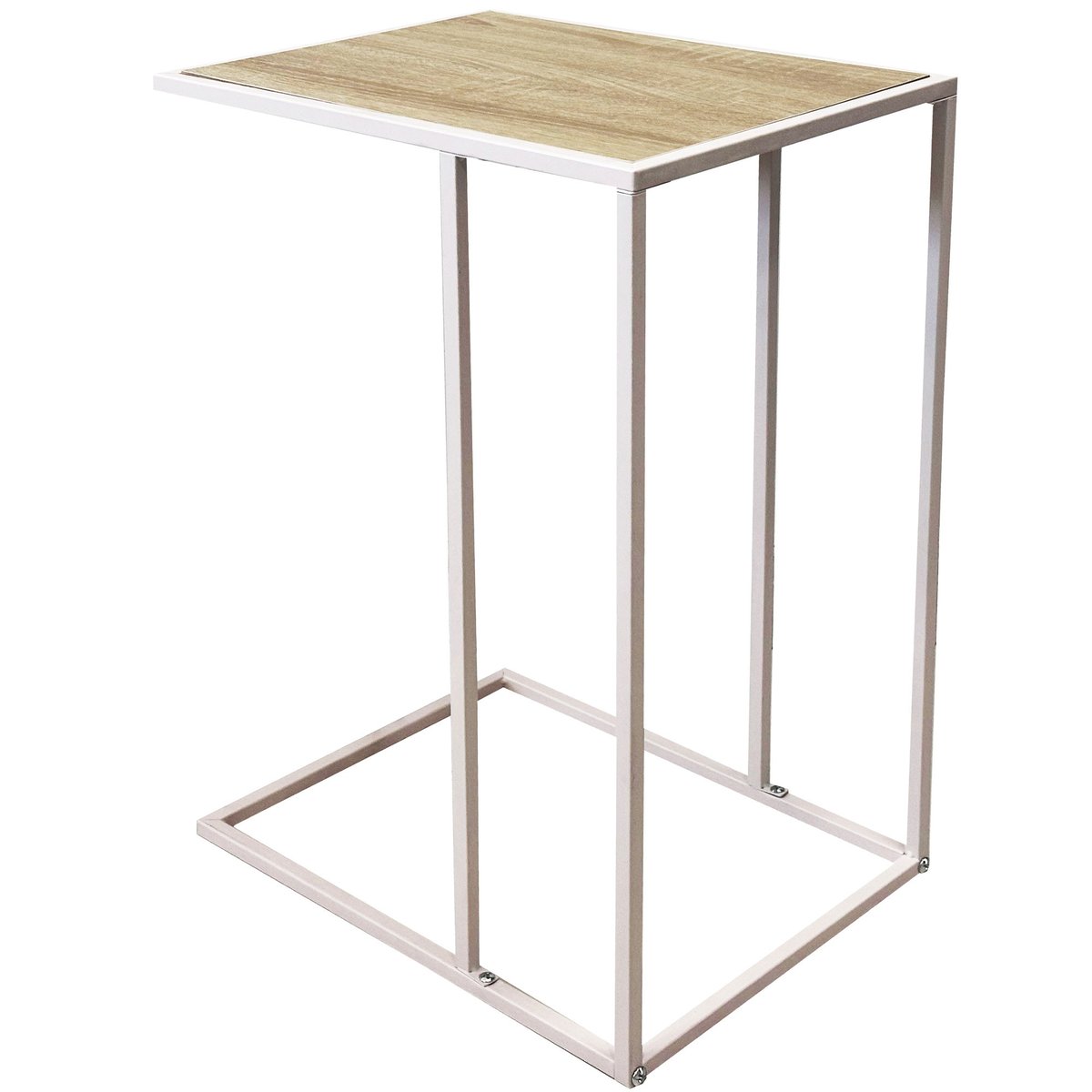 Table d'appoint / bout de canapé métal blanc et bois 40x30x58cm noir, WADIGA