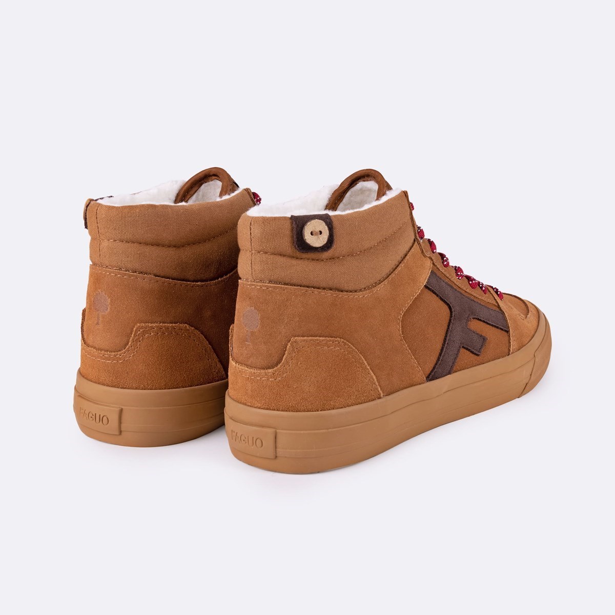 Baskets cuir suede WALNUT MID camel, FAGUO