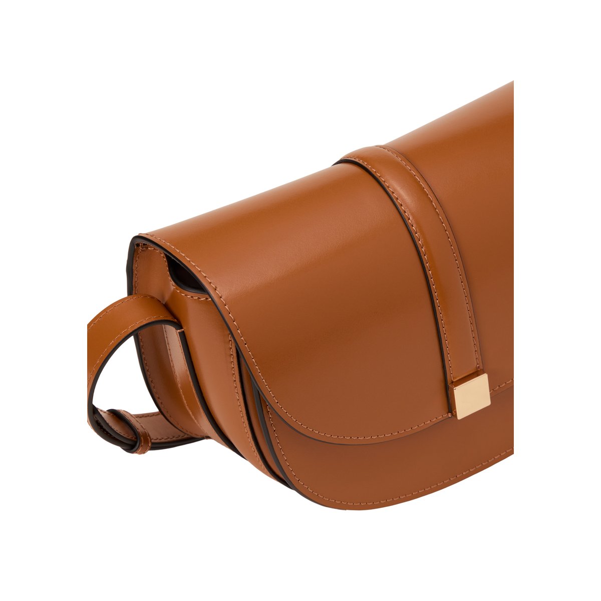 Sac à bandoulière modèle Taya small en cuir de veau raffiné cognac, MARC O'POLO