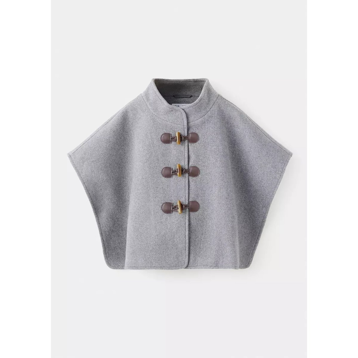 Cape en drap de laine avec brandebourg gris chiné moyen, MANGO KIDS