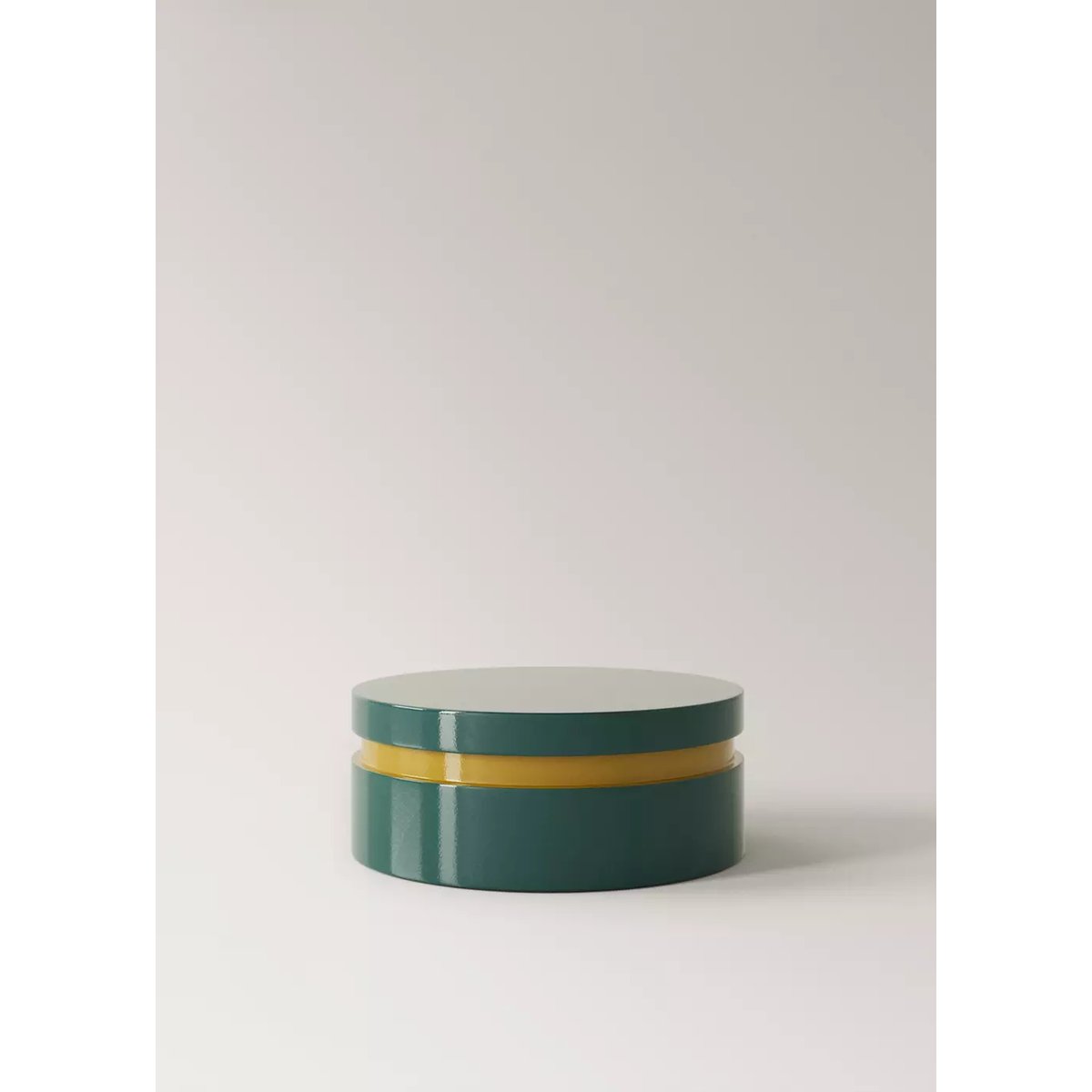 Boîte laquée bicolore, moyenne et ronde bleu pétrole, MANGO HOME