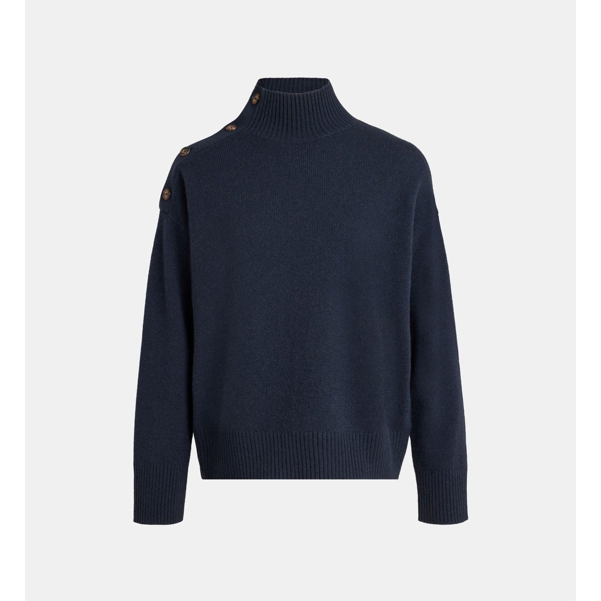 Pull octo col montant boutonné bleu marine, JODHPUR