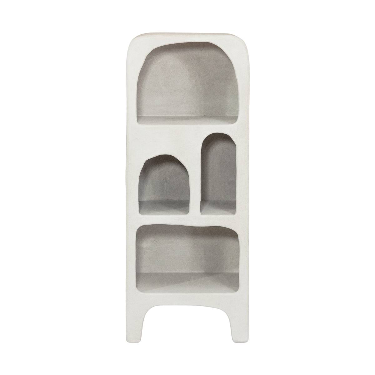 Bibliothèque en bois effet béton blanc  DANAÉ blanc, MADE IN MEUBLES 