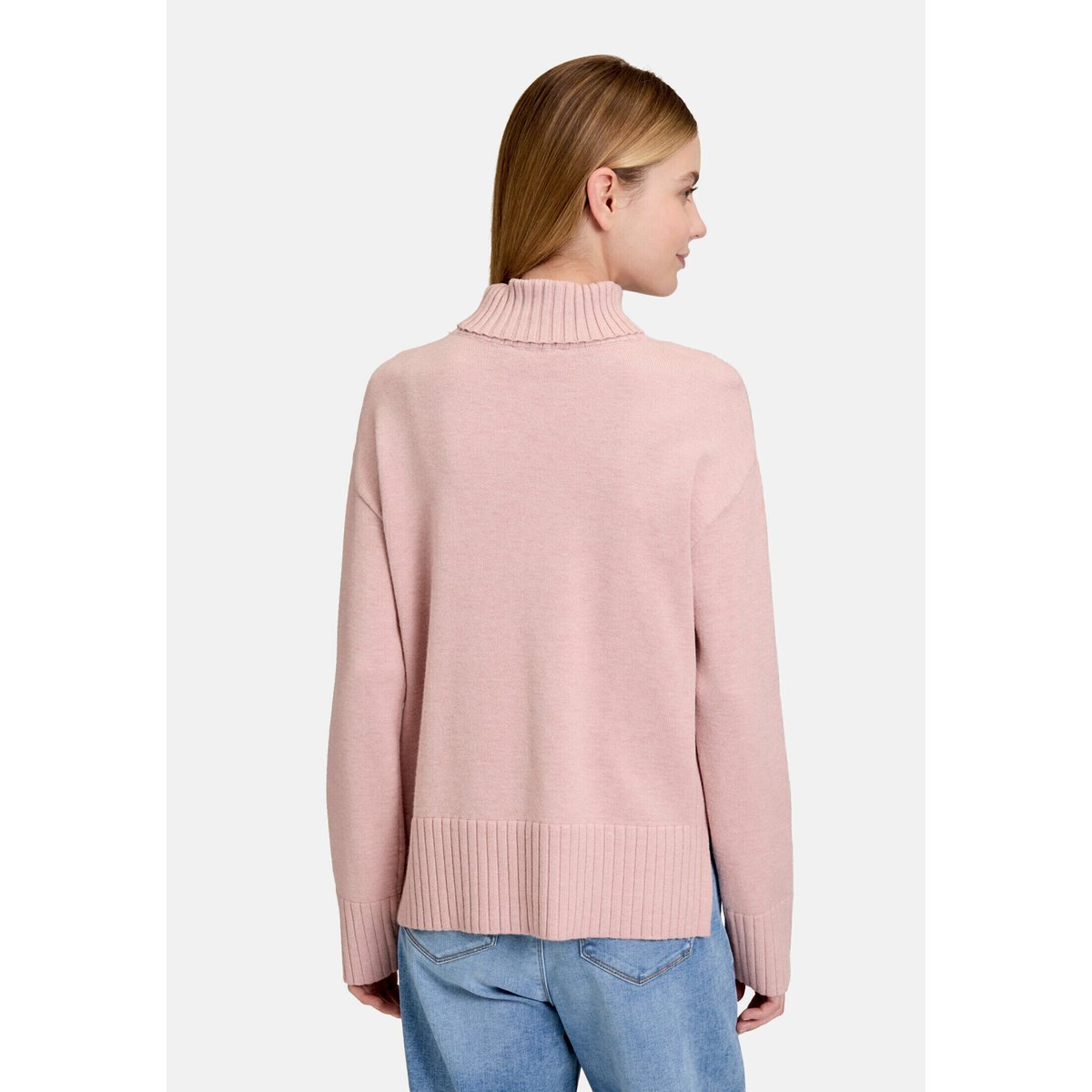 Pull-over en fine maille à col montant pale mauve melange, BETTY BARCLAY