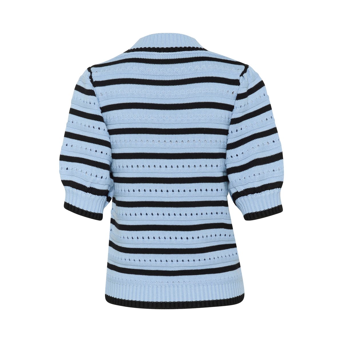 Knitted pullover bleu soft chambray/noir rayé, KAFFE