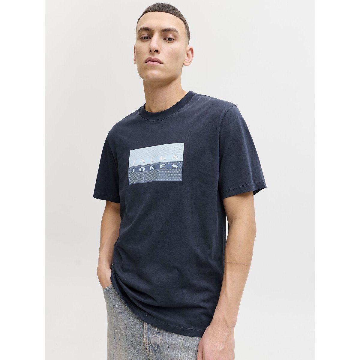 T-shirt manches courtes bleu marine, JACK & JONES