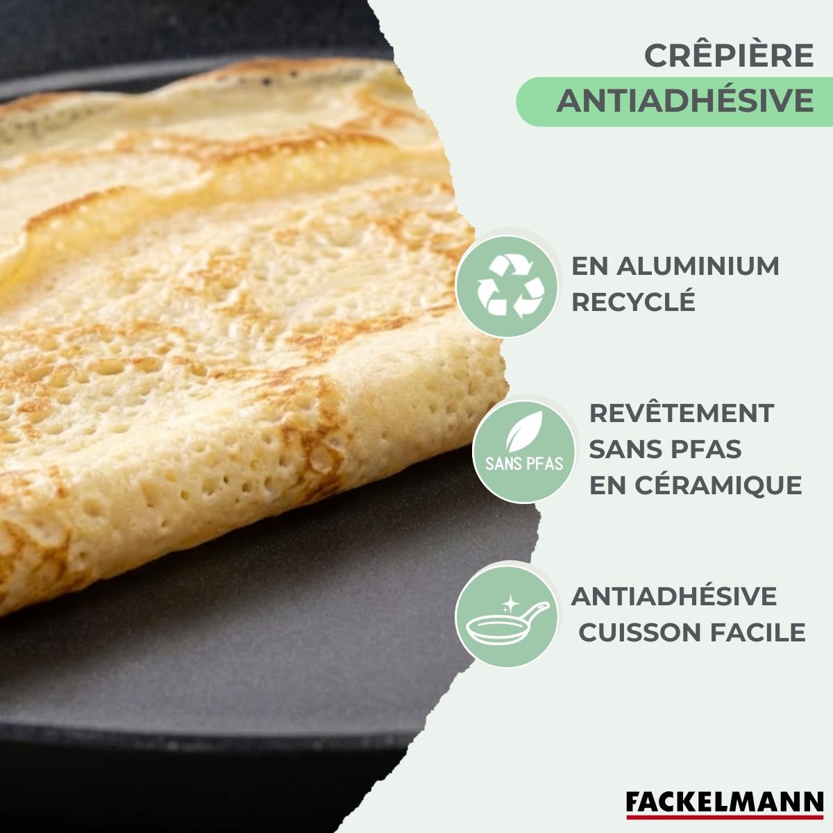Set de 1 Poêle 26 cm avec 3 ustensiles de cuisine BRANDAO noir|vert, FACKELMANN
