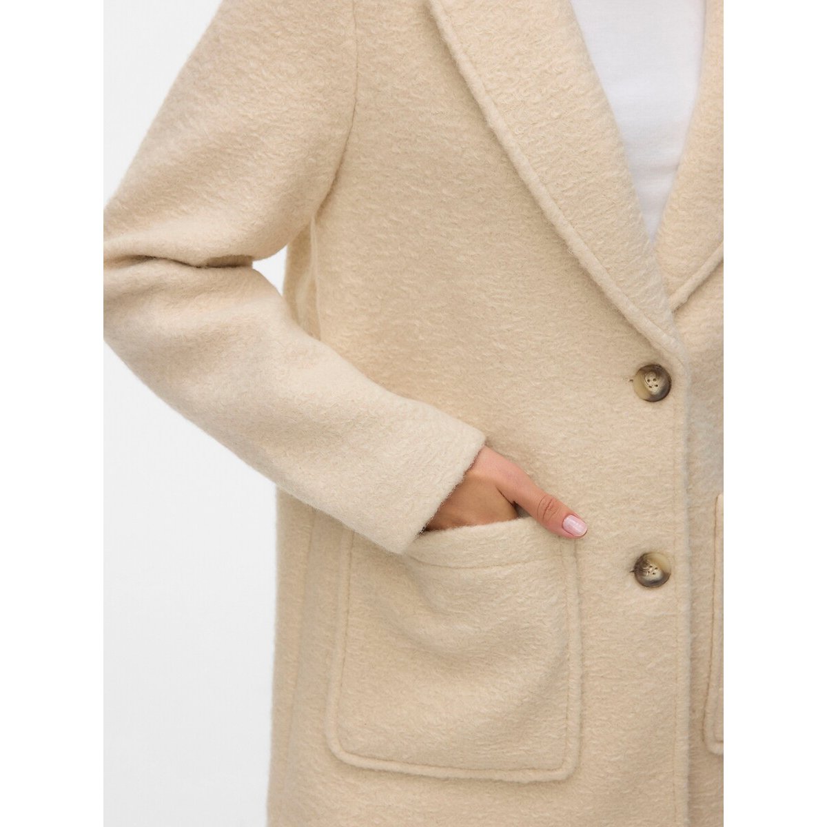 Manteau mi-long col tailleur ecru, VERO MODA