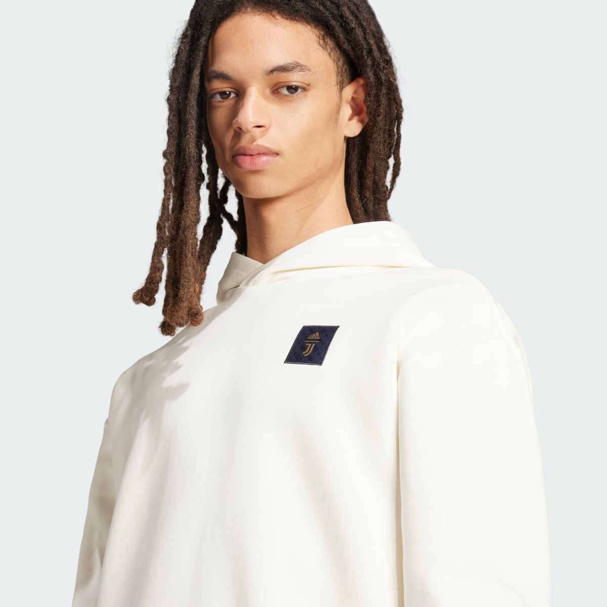 Sweat-shirt à capuche en maille double Juventus Seasonal off white, adidas Performance