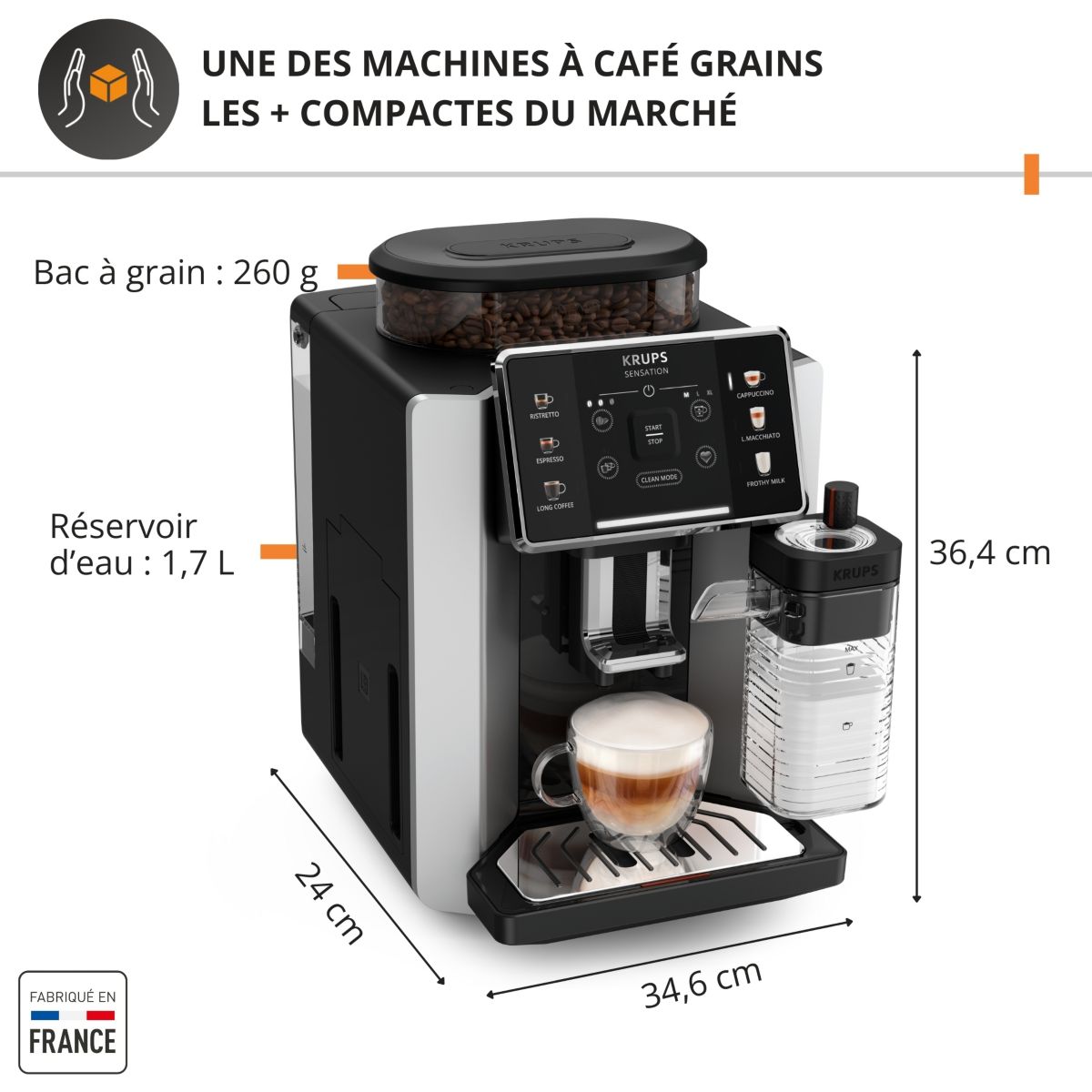 Expresso Broyeur Sensation lait EA912HF1 couleur unique, KRUPS