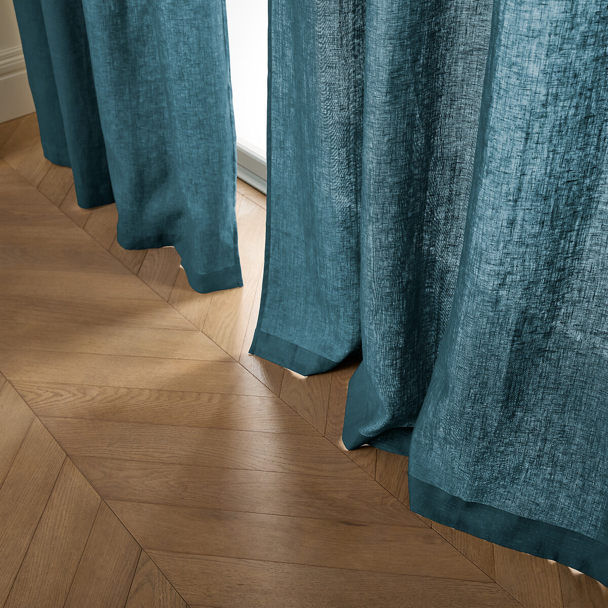 Private Washed Linen Curtain with Eyelets peacock blue, AM.PM
