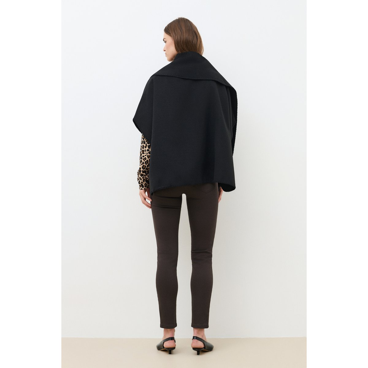 Poncho ample col rond HESTELA noir, CAROLL