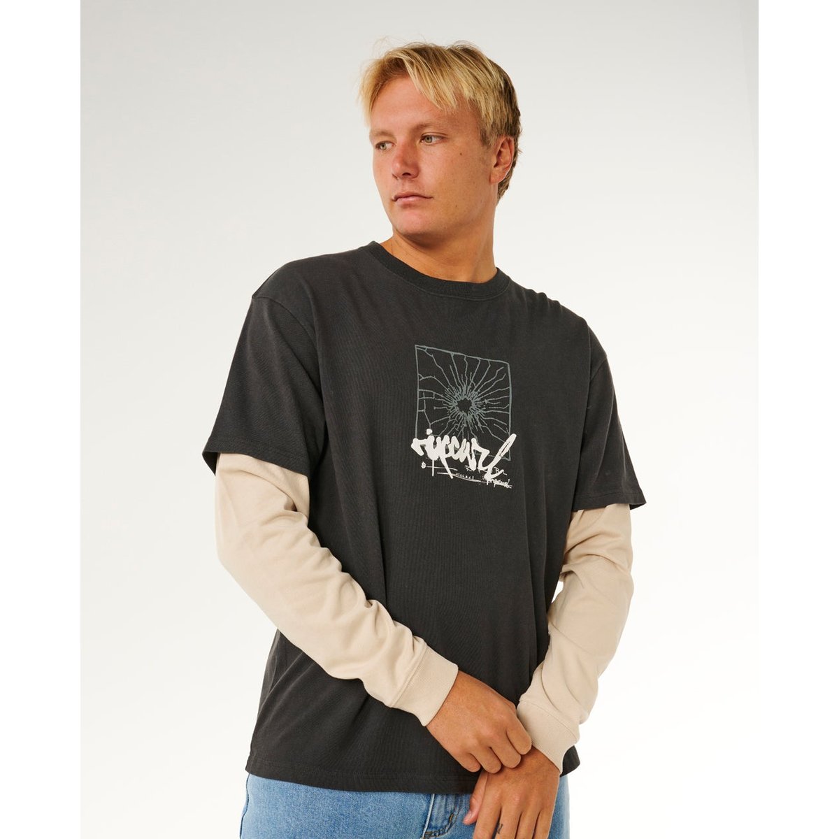T-shirt manches longues Inner VISIONS Smashed noir délavé, RIP CURL