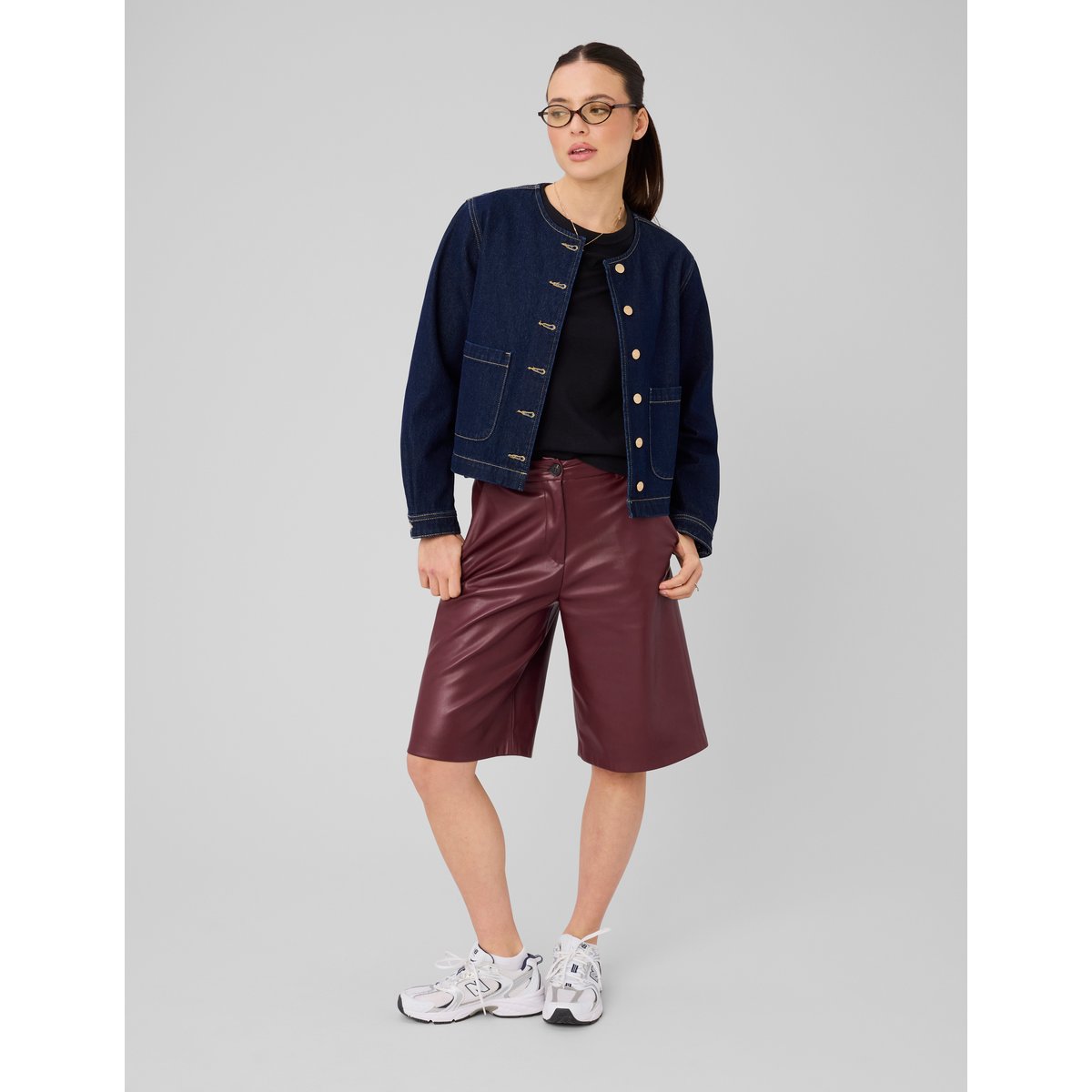Bermuda tissu enduit bordeaux, BZB