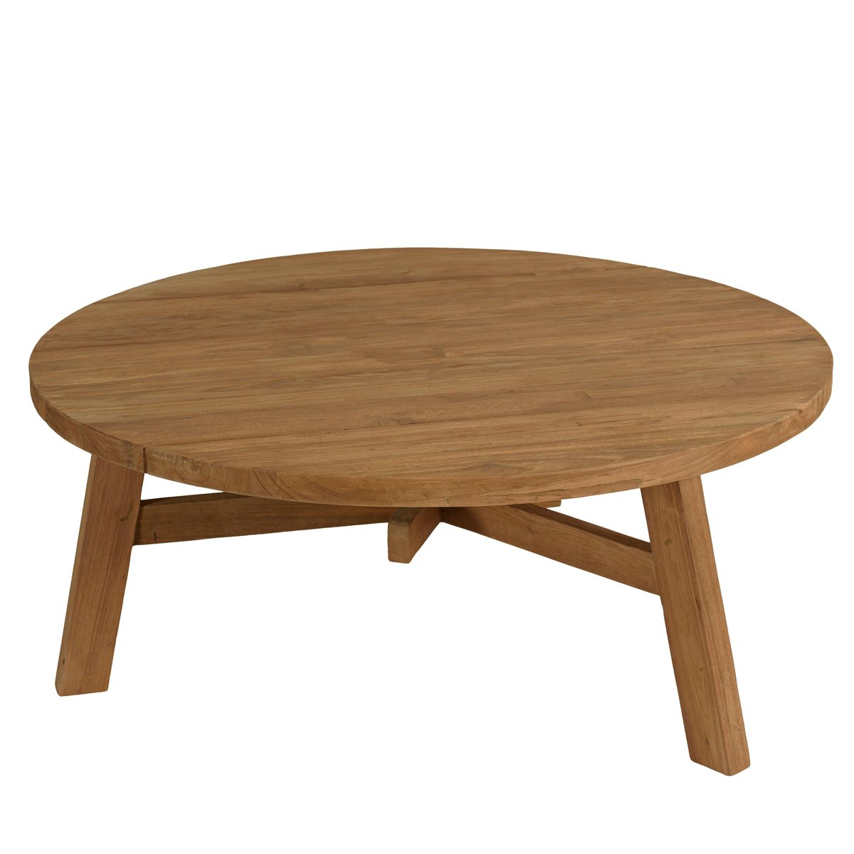 Table basse de jardin ronde en bois de teck recyclé naturel D95 cm SANTO bois naturel, PIER IMPORT