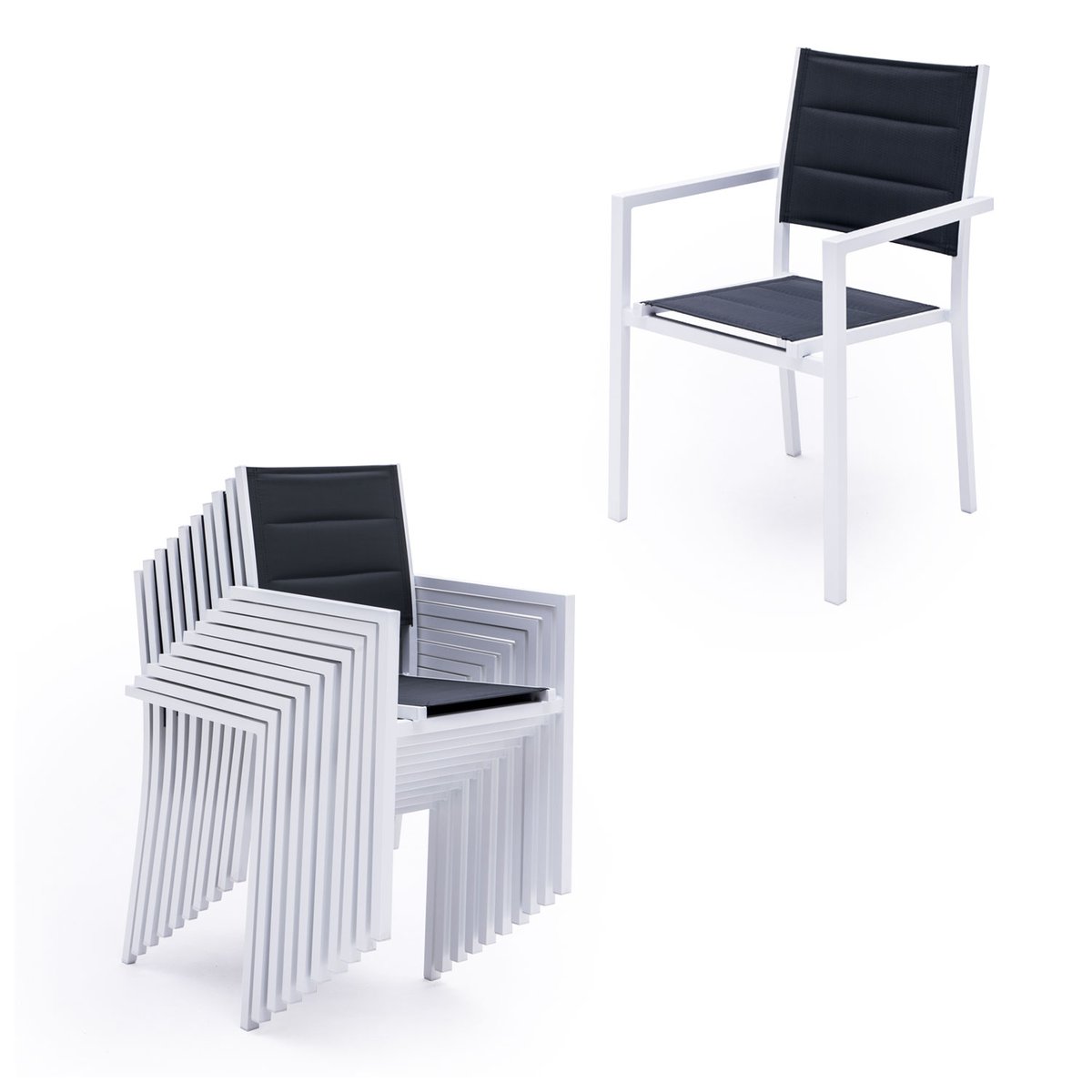 Salon de jardin, extensible, 10 pl, LAMPEDUSA blanc, HAPPY GARDEN