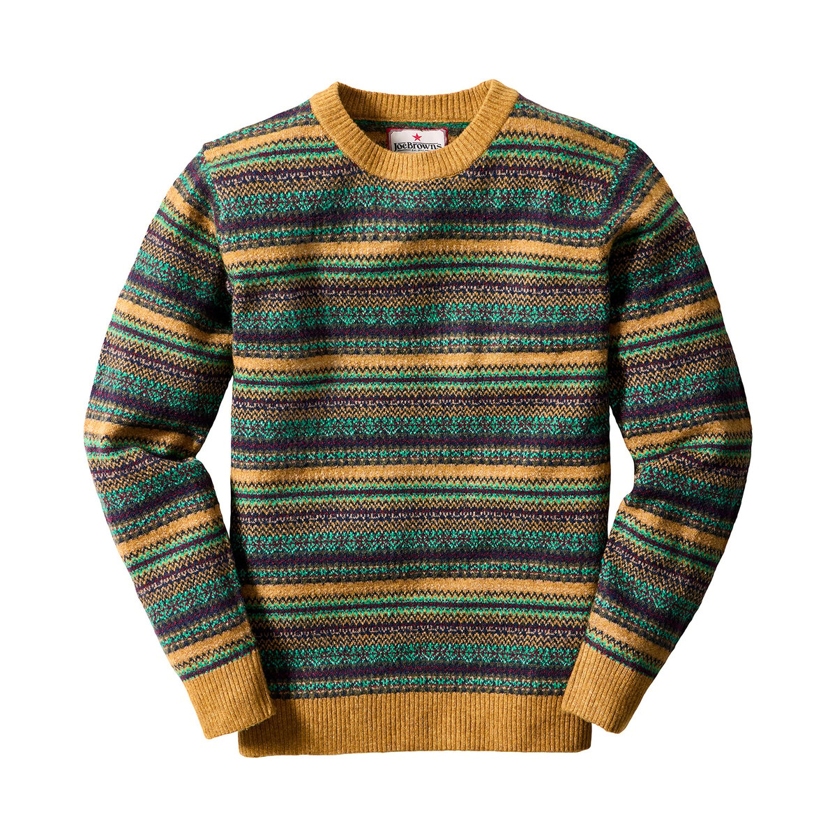 Fantastique Sweat Col Rond Jacquard Fair Isle jaune, JOE BROWNS