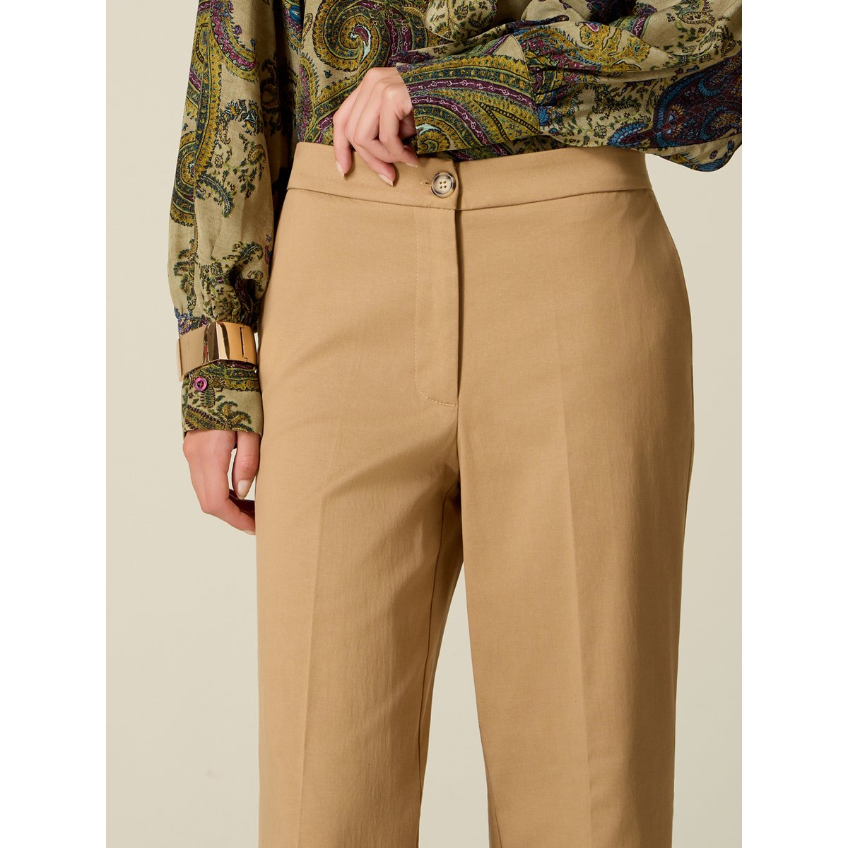Pantalon cropped beige, OLTRE
