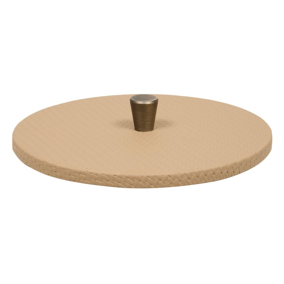 Lot de 2 boîtes rondes en hévéa BONIE taupe, ATMOSPHERA