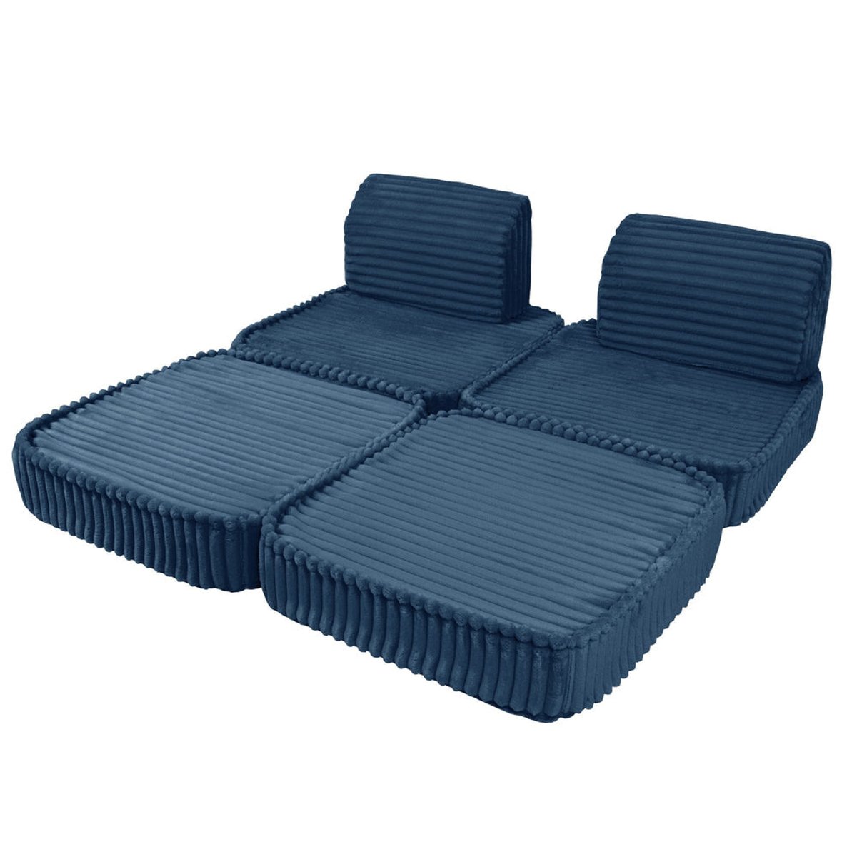 Canapé modulable doux enfant 4 pcs CHURROS bleu, MEOW BABY
