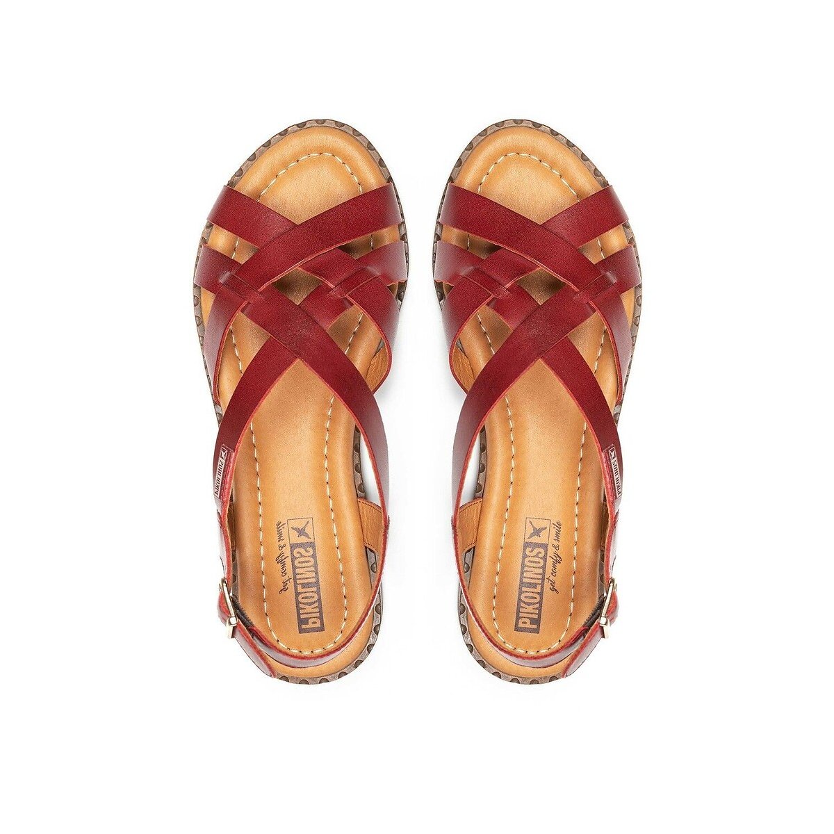 Sandales cuir Algar rouge bordeaux, PIKOLINOS