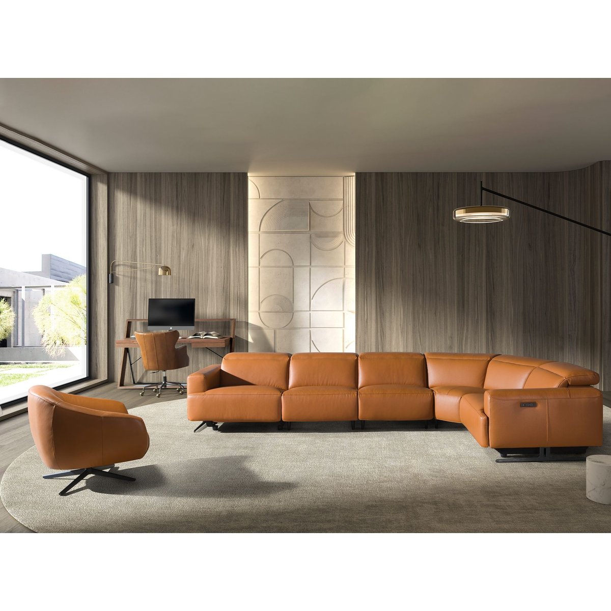 Fauteuil de bureau pivotant cuir marron foncé | acier noir, ANGEL CERDA