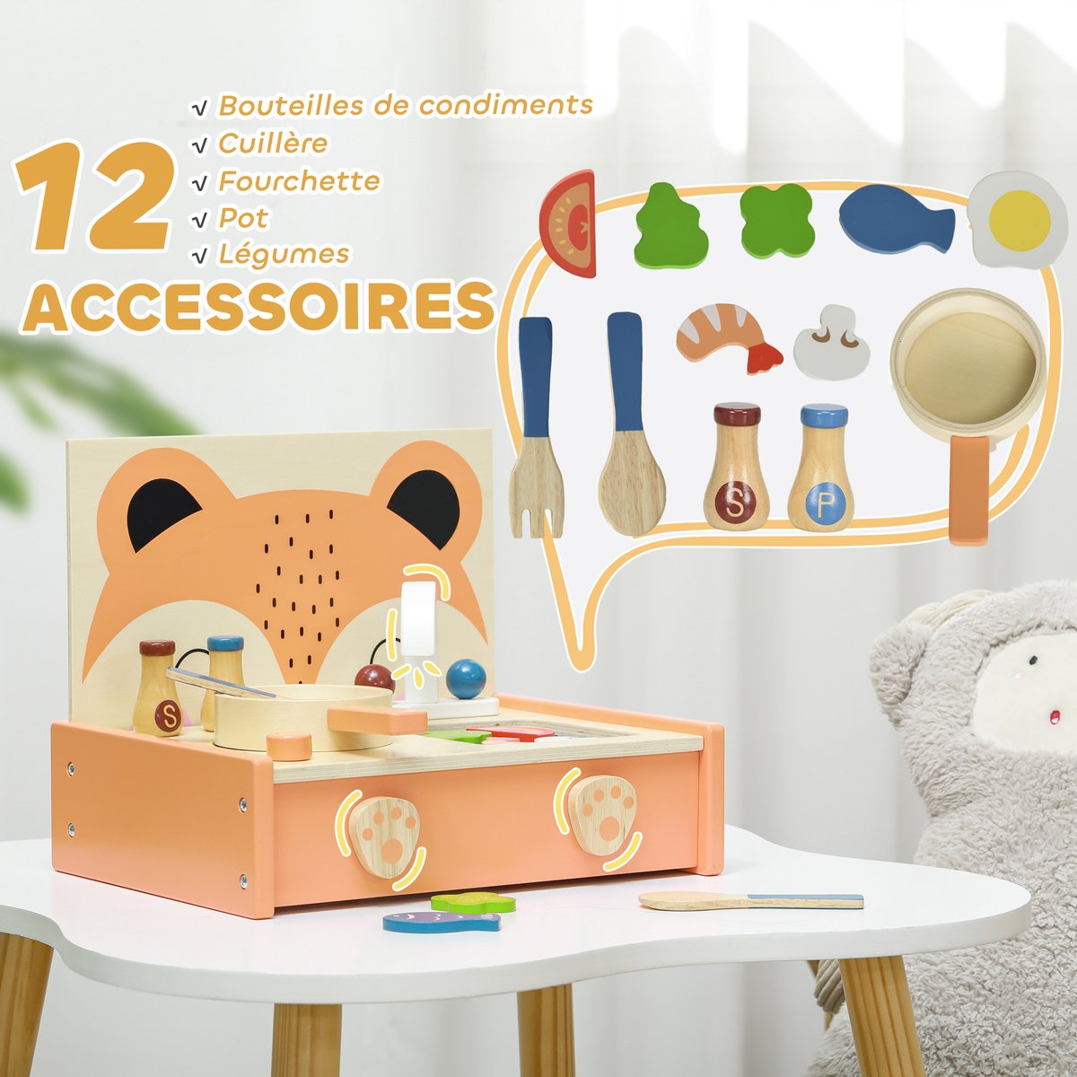 Ensemble de cuisine pour enfants MDF orange, multicolore, AIYAPLAY