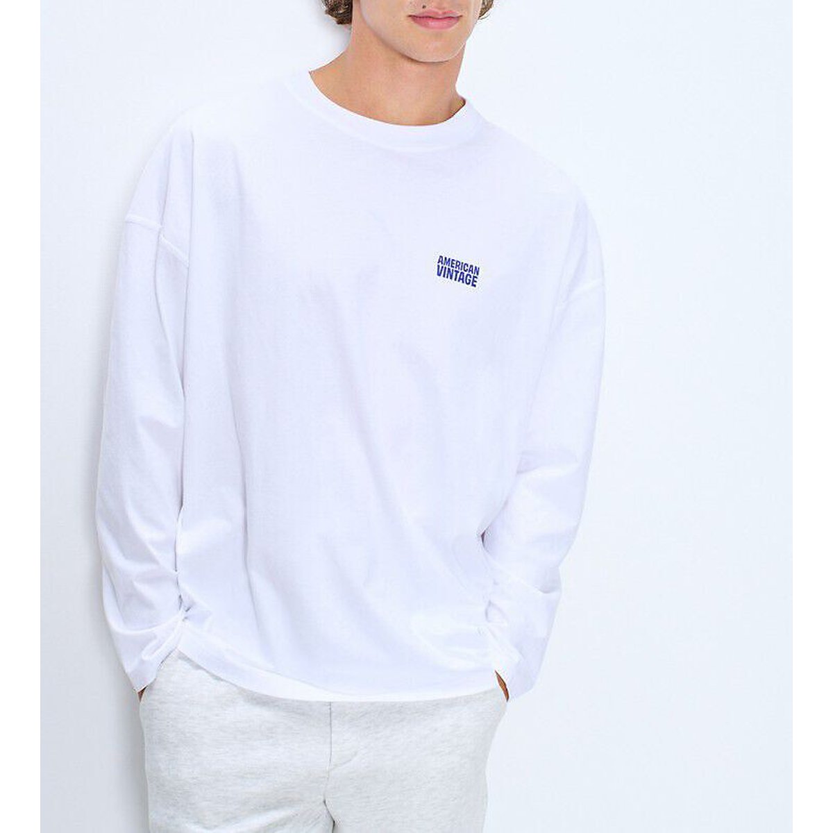 Gixy Loose-Fitting Long Sleeve T-Shirt white, AMERICAN VINTAGE