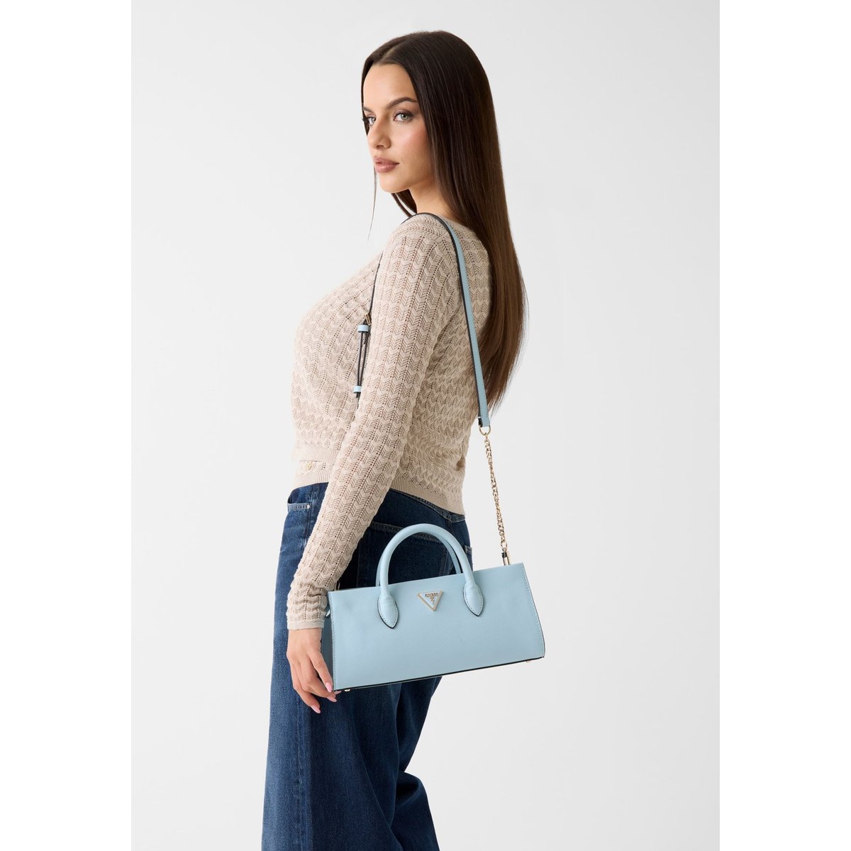 Sac À Main Logo Noelle bleu clair, GUESS