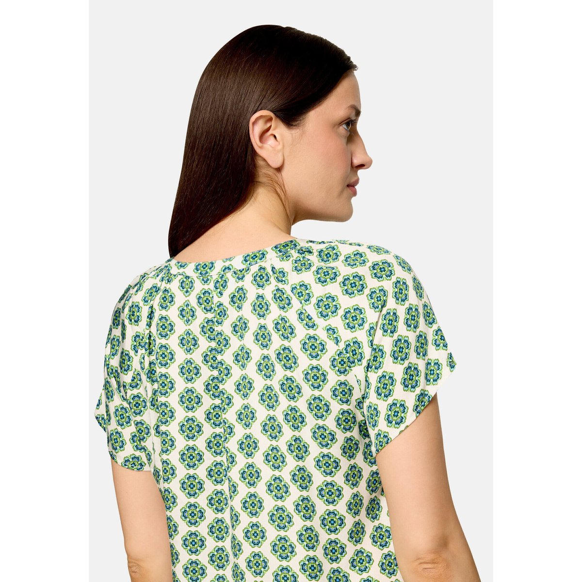 T-shirt façon blouse à ruches green/blue, CARTOON