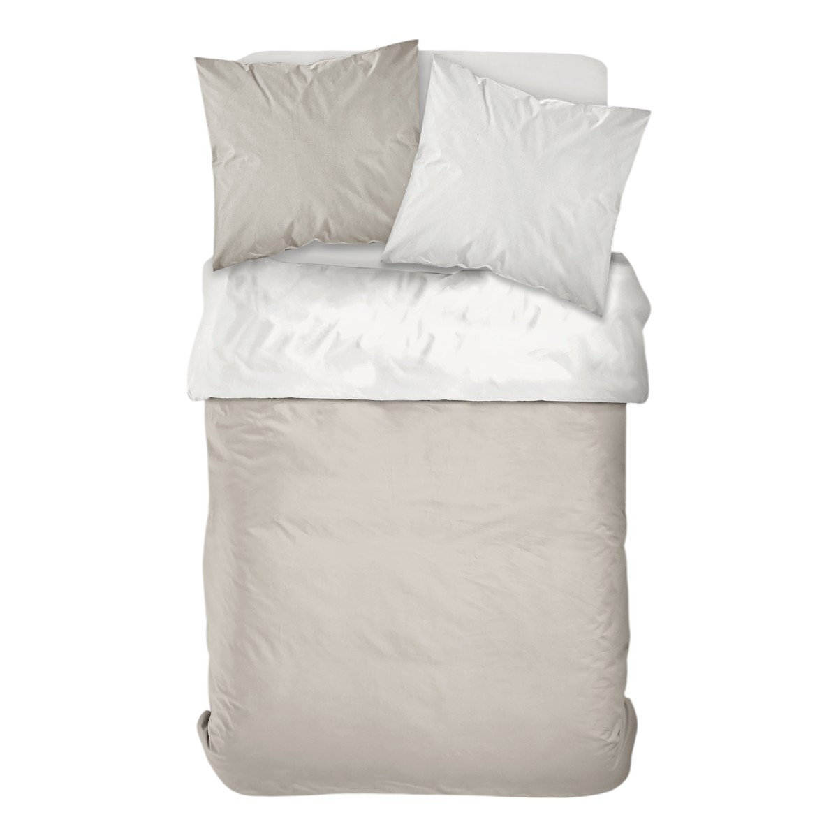 Parure de lit 2 personnes bicolore coton PRESTIGE blanc, TODAY