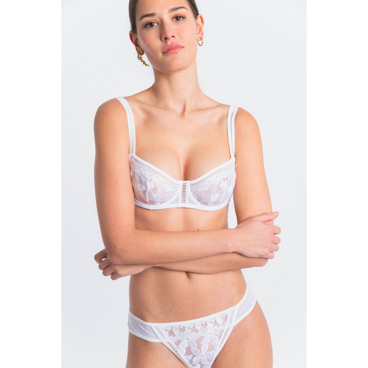 Tanga en broderie MAGNOLIA blanc, MAISON LEJABY