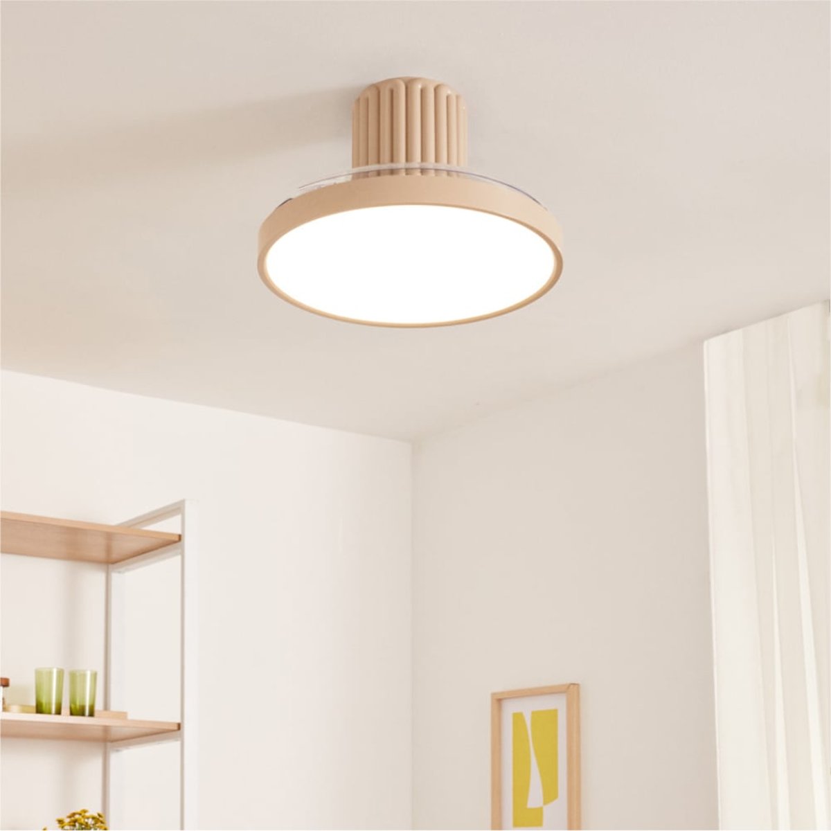 Ventilateur plafond 40 W avec éclairage LED et télécommande WIND CLEAR SCULPT sable/sable, CREATE