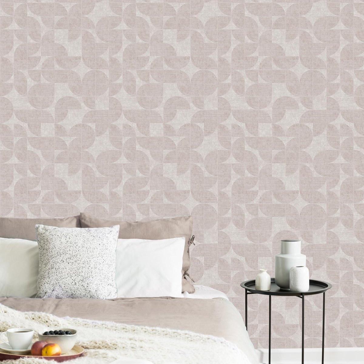 Papier peint Quarts de cercle Livia doux rose poudré, BOUTIQUE
