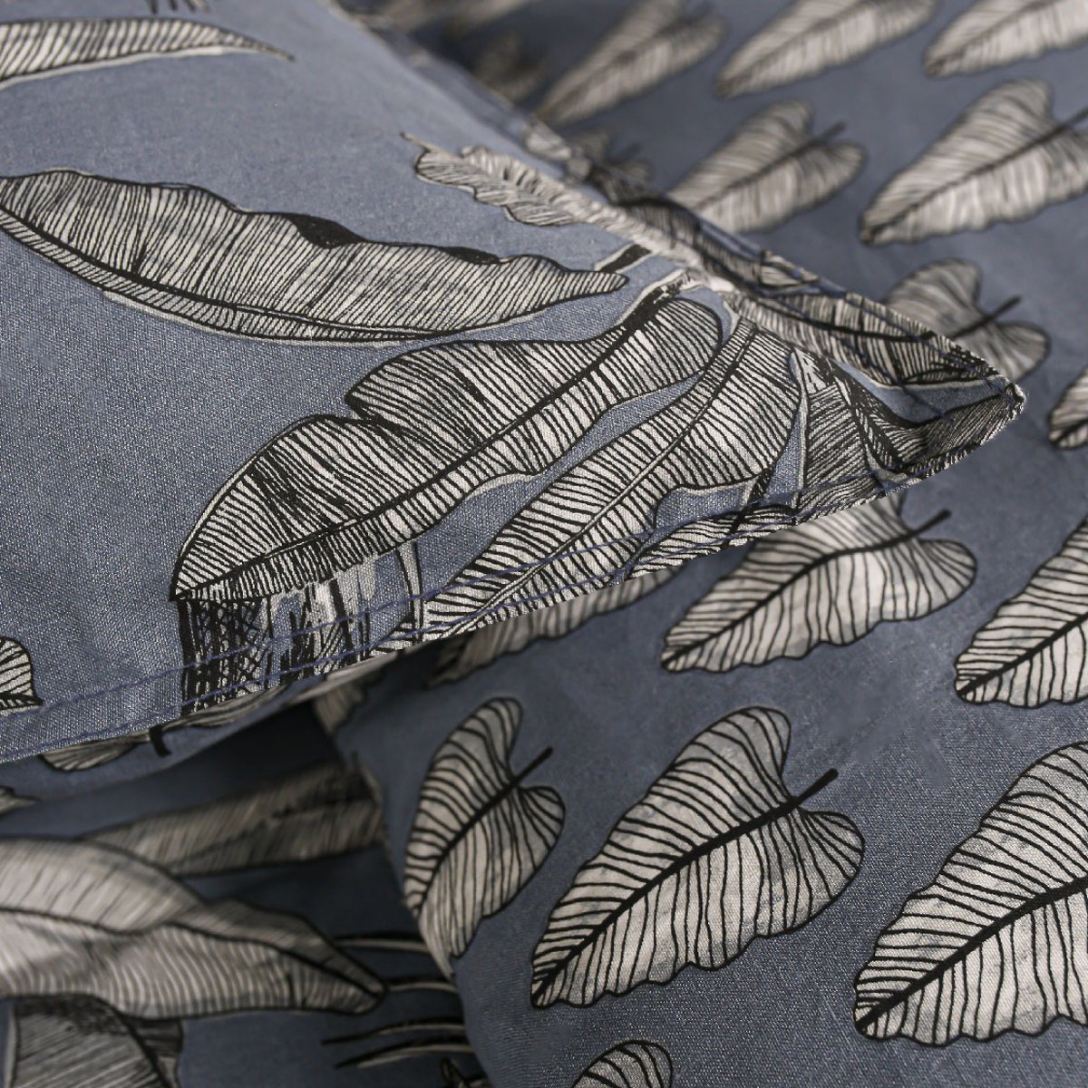 Parure de lit coton 2 personnes imprimé jungle SUNSHINE bleu, TODAY
