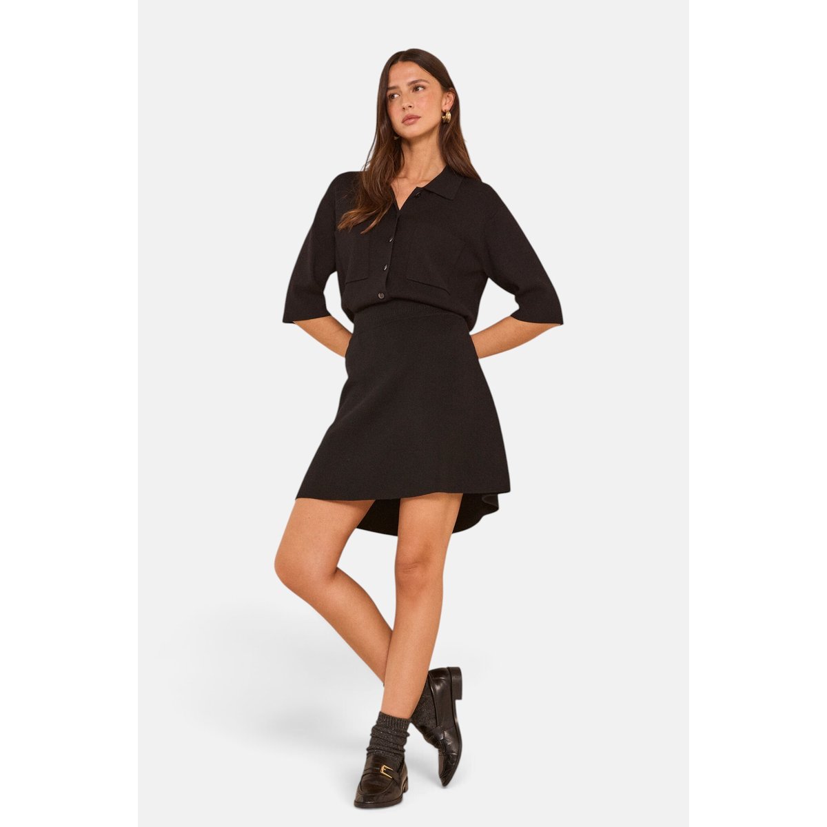 Jupe courte en laine VIRGINIA noir, Maison 123