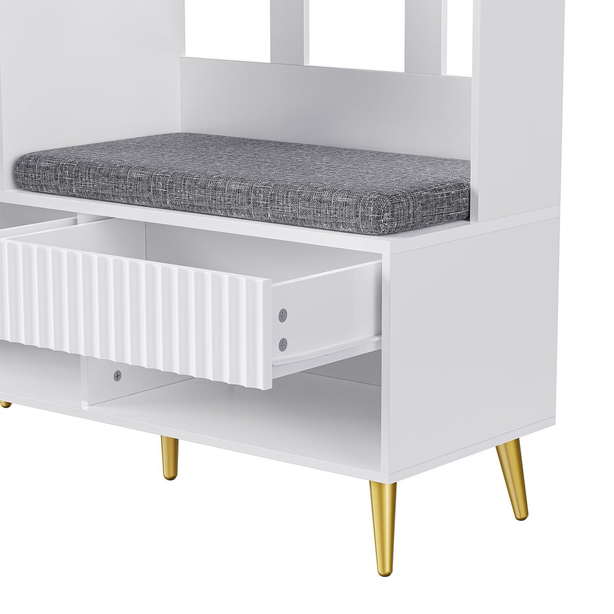 Vestiaire d'entrée avec banc et rangement, PORTER blanc, MEUBLES COSY