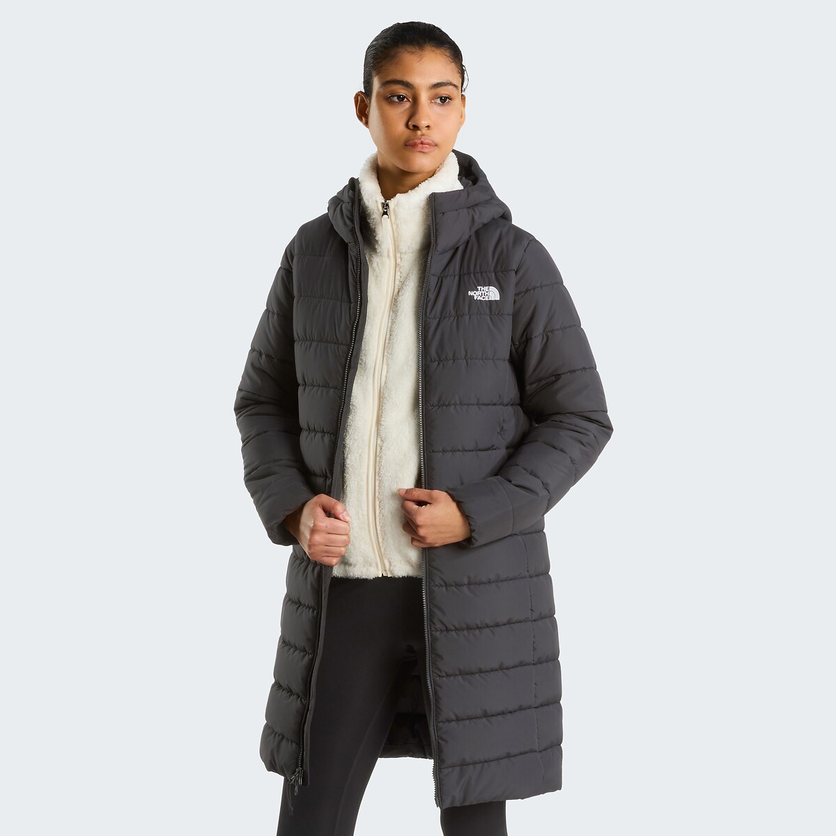 Doudoune mi-longue fermeture zippée, plein hiver noir, THE NORTH FACE
