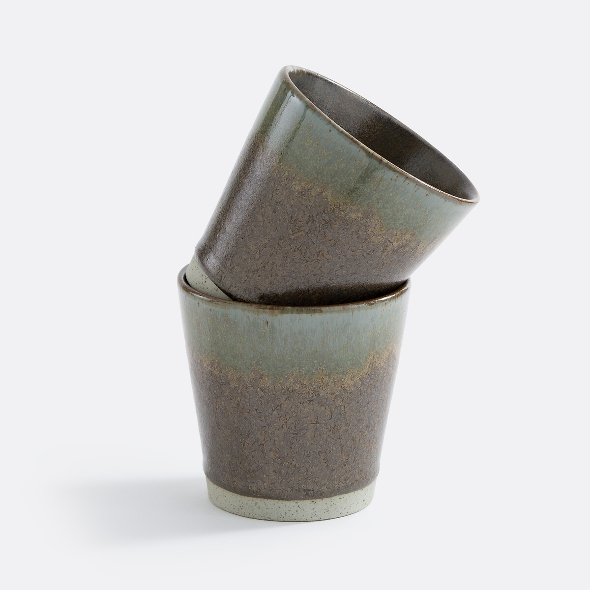 Lot de 2 tasses grès émail réactif, Arzana vert, LA REDOUTE INTERIEURS