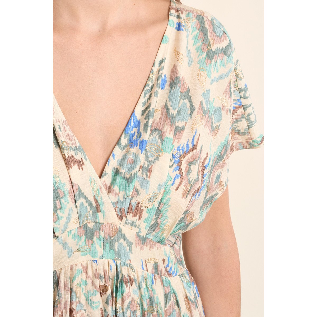 Robe longue à motif ethnique offwhite valentine, MOLLY BRACKEN