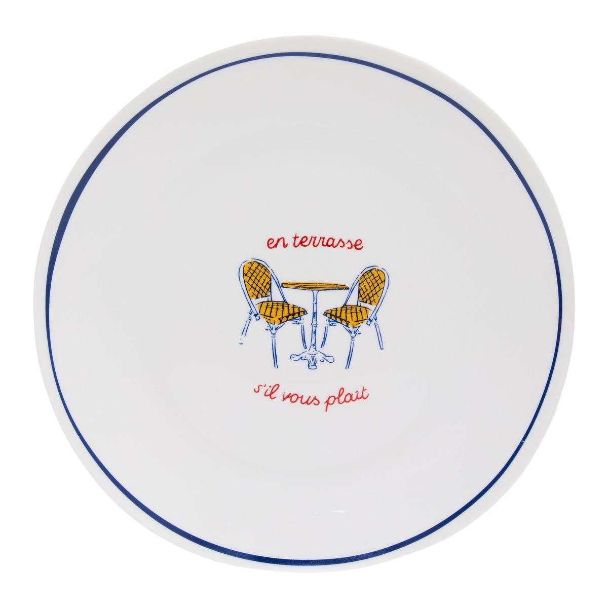 Lot de 6 assiettes dessert Fra ronde D.19cm bleu modèle b, ATMOSPHERA