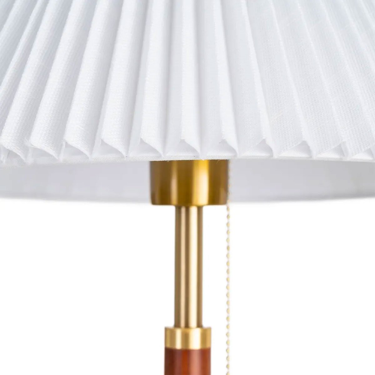 Lampe à poser à tirette bois de frêne et abat-jour plissé blanc 31x31x50cm bois, WADIGA