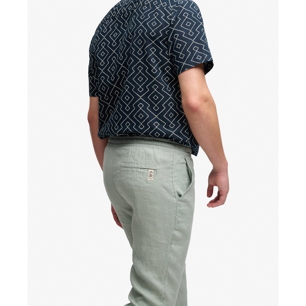 Pantalon en Lin Merchant vert baie, SUPERDRY
